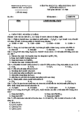 Đề kiểm tra học kỳ II môn Hóa học Lớp 9 - Mã đề 073 - Năm học 2016-2017 - Trường THCS Tân Quang